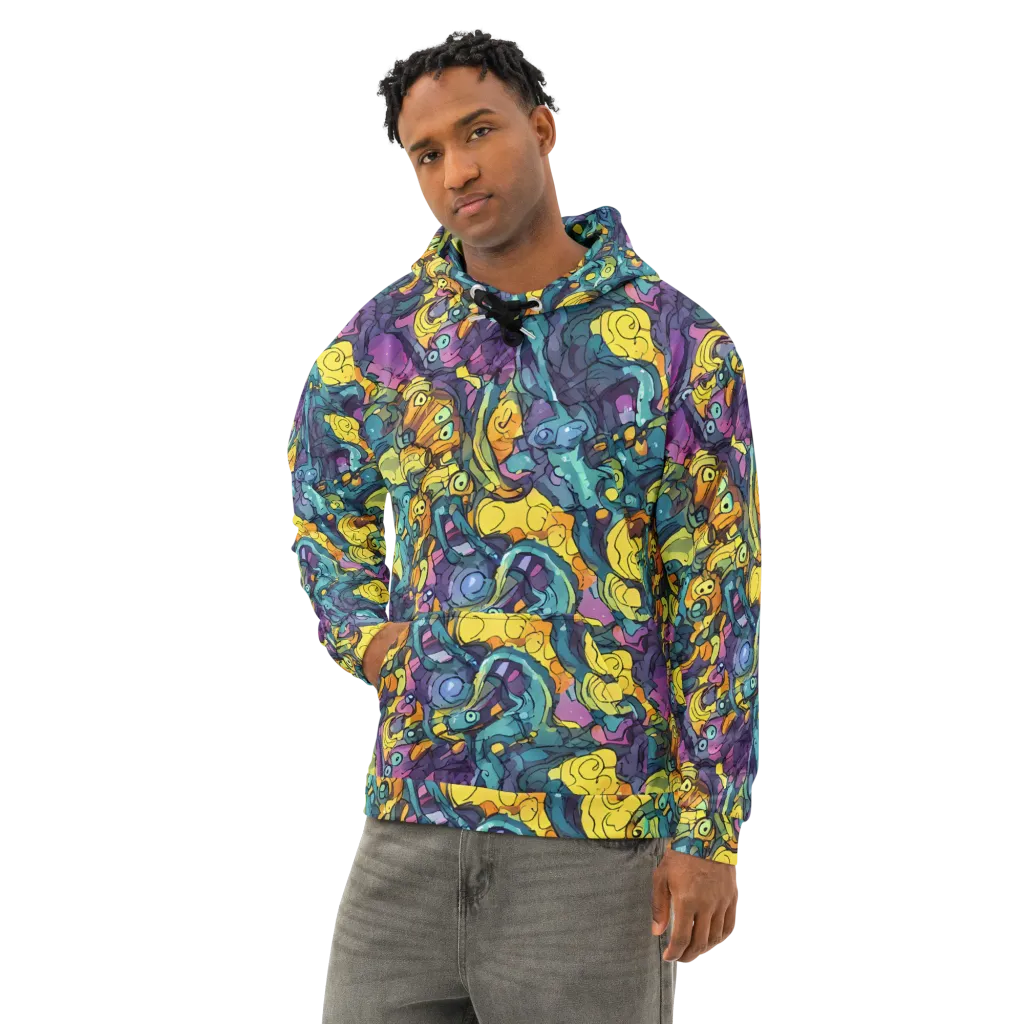 Chromatic Chameleons on Cotton Hoodie — Left Front