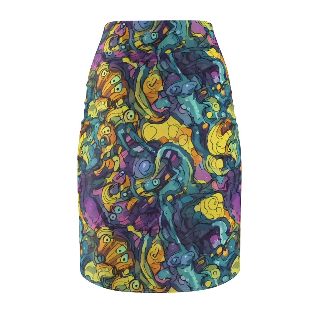 Chromatic Chameleons on Pencil Skirt — Back