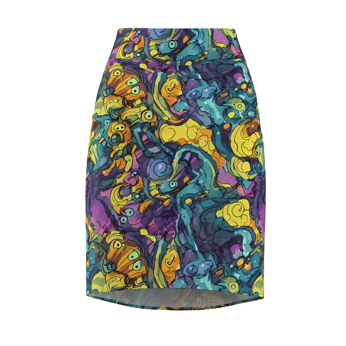 Chromatic Chameleons on Pencil Skirt — Front
