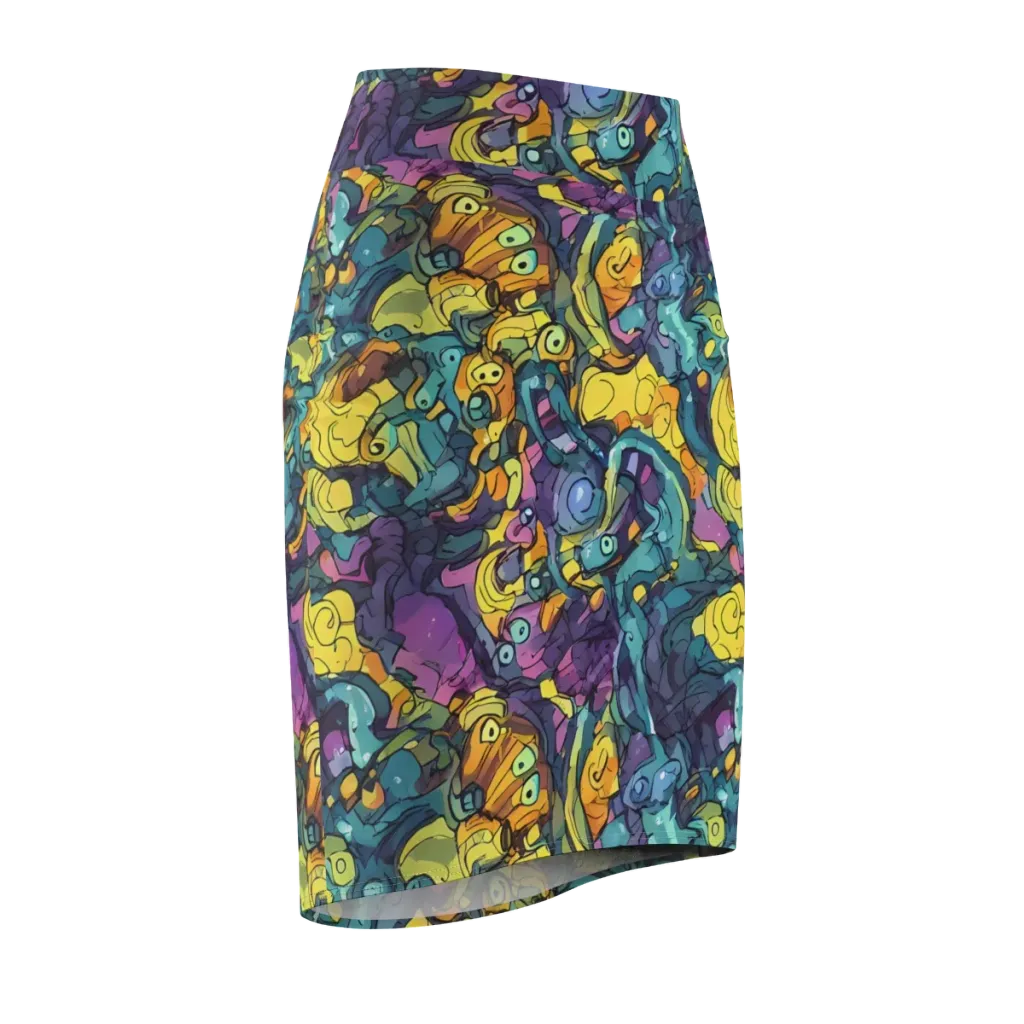 Chromatic Chameleons on Pencil Skirt — Front Side