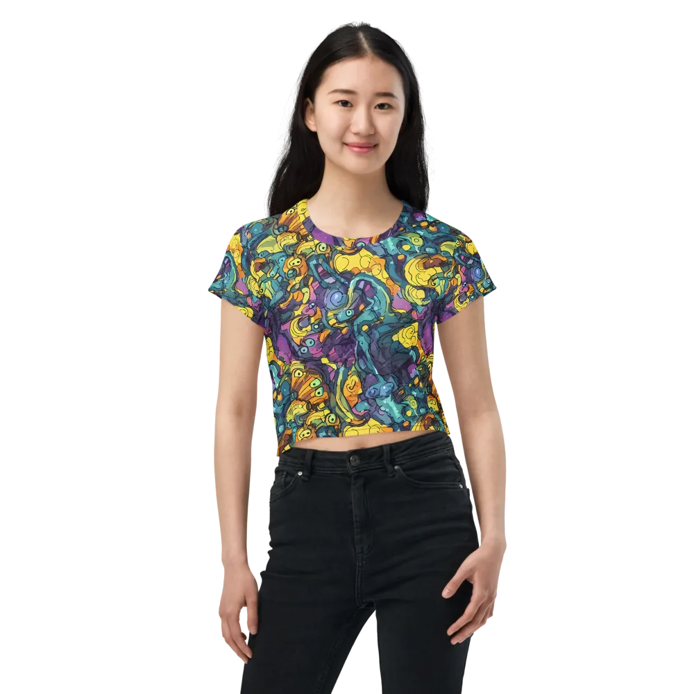 Chromatic Chameleons on Crop Tee — Front