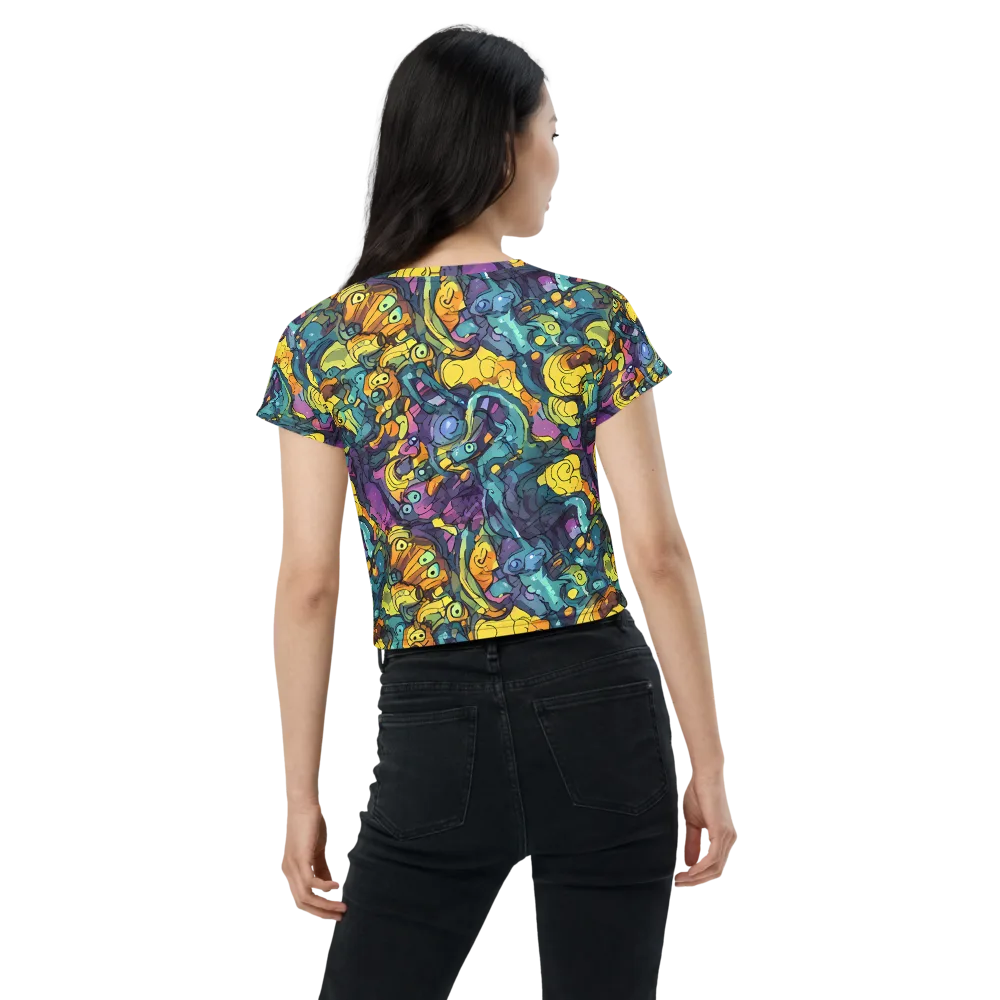 Chromatic Chameleons on Crop Tee — Back