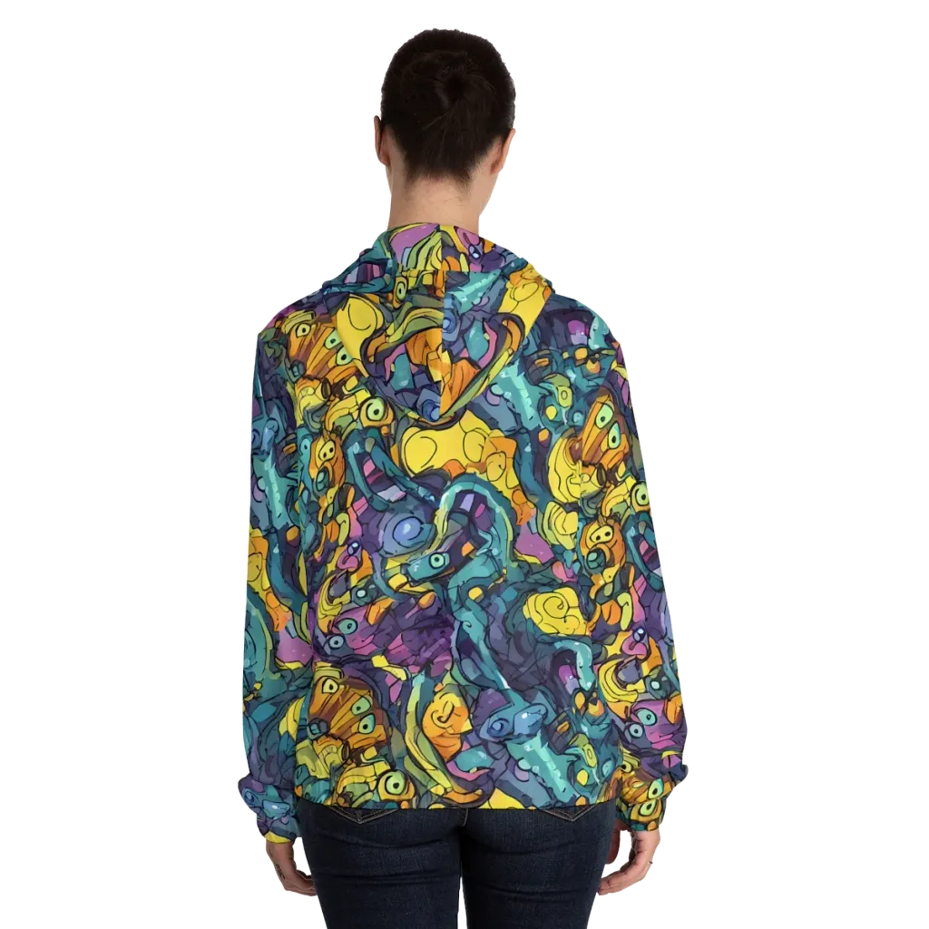 Chromatic Chameleons on Women's Full-Zip Hoodie — Back On Person
