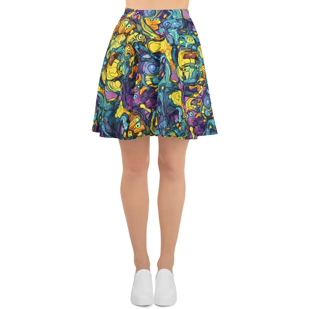 Chromatic Chameleons on Skater Skirt — Front