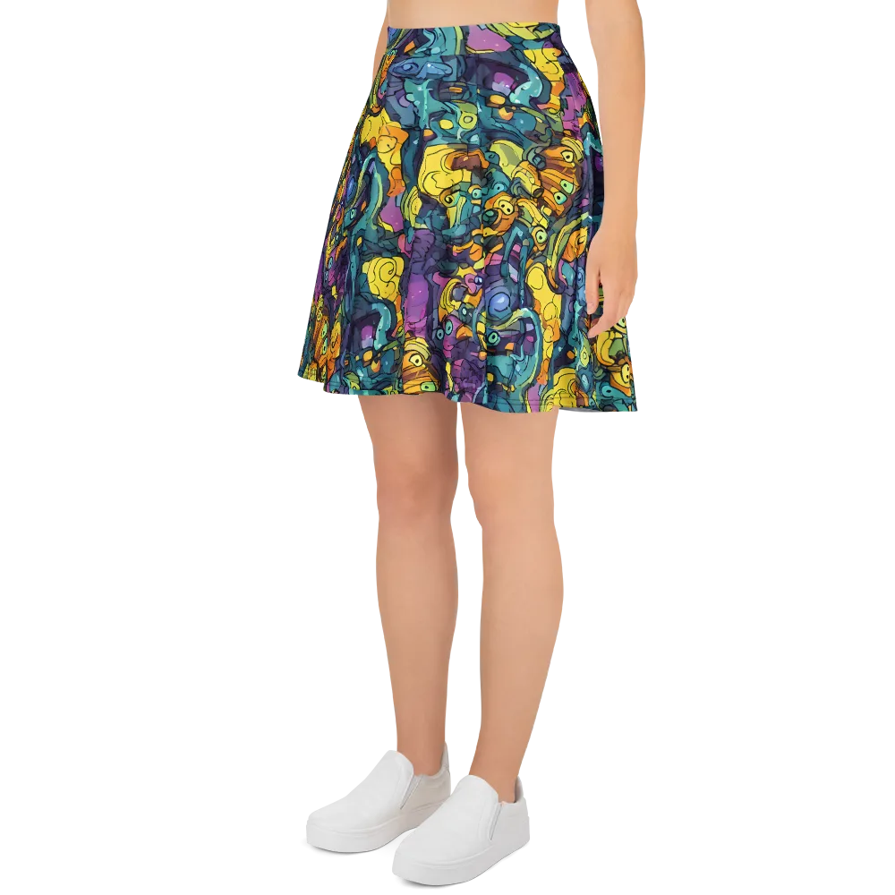 Chromatic Chameleons on Skater Skirt — Left