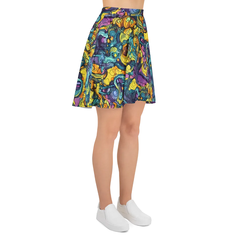 Chromatic Chameleons on Skater Skirt — Right