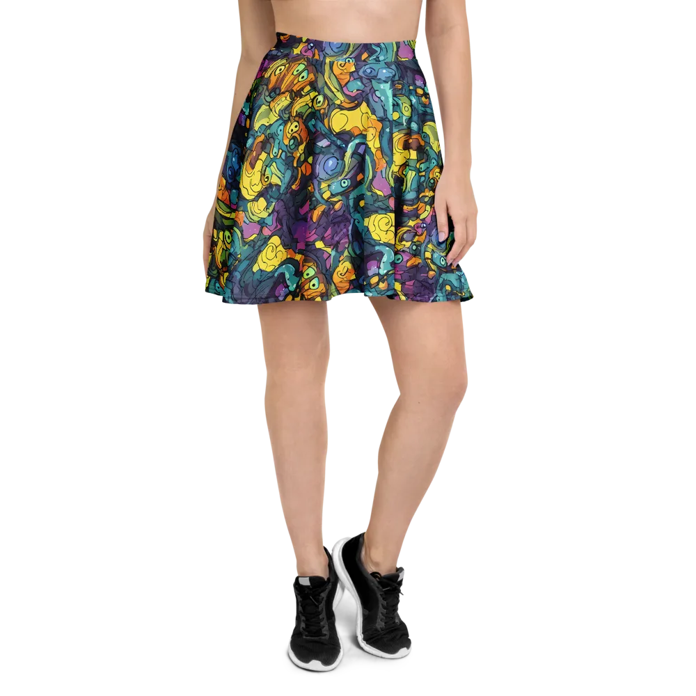 Chromatic Chameleons on Skater Skirt — Front