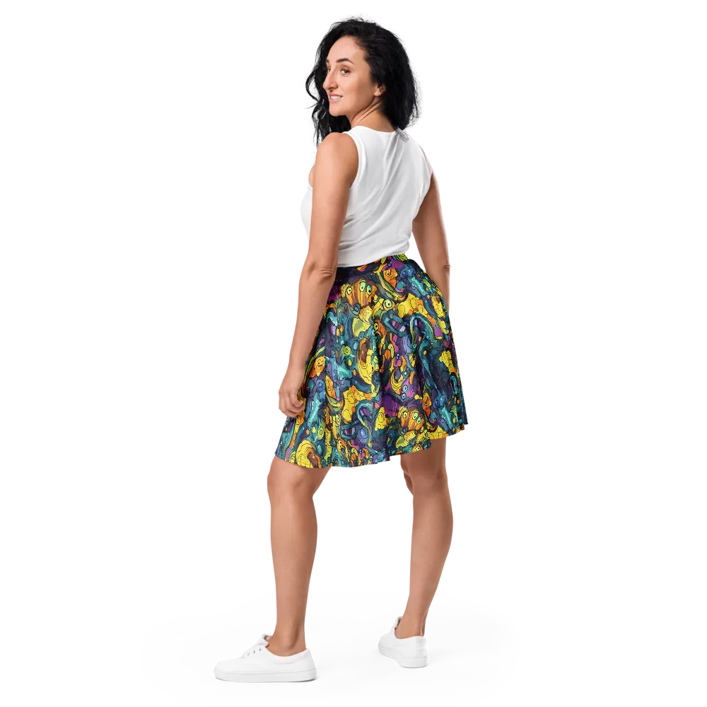 Chromatic Chameleons on Skater Skirt — Back