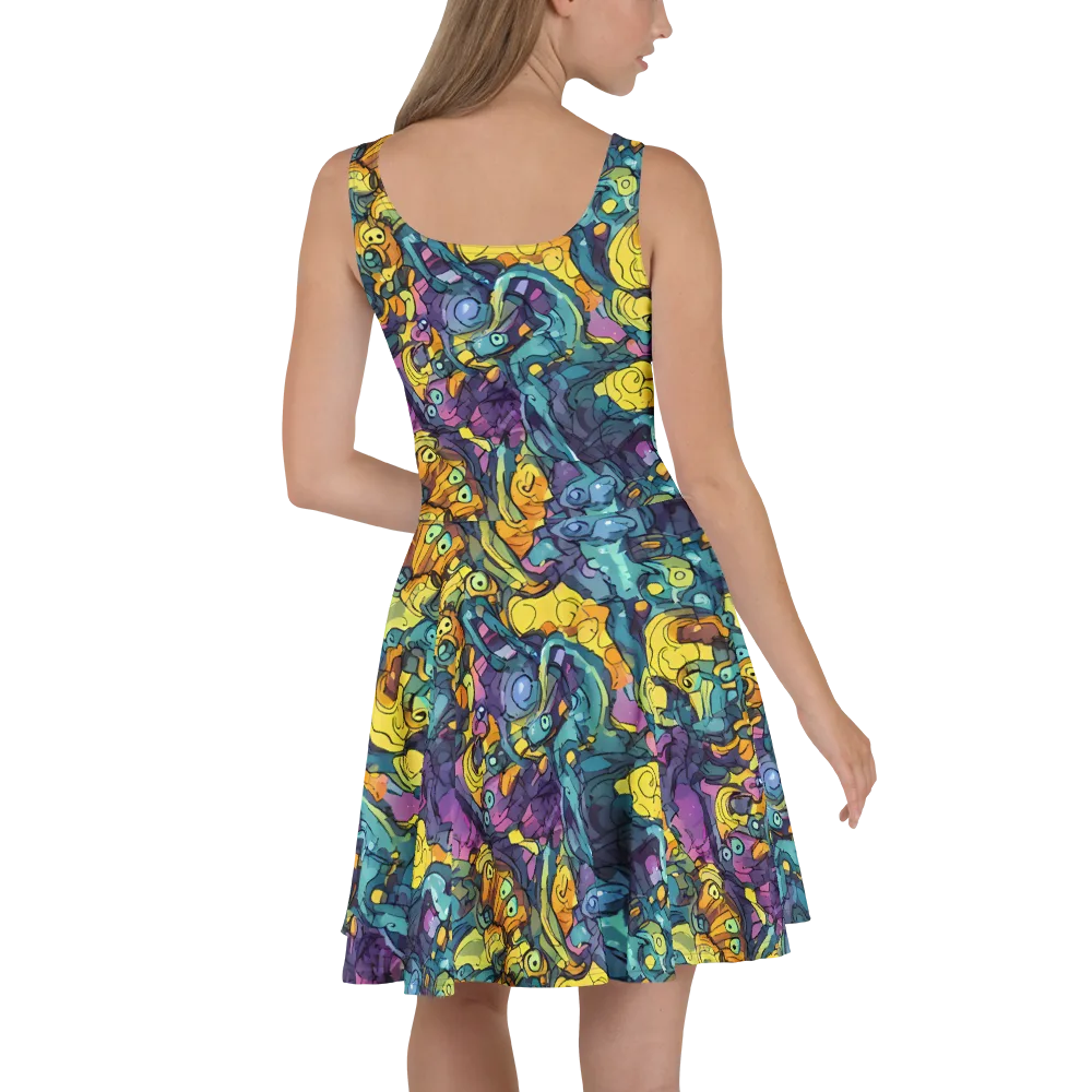 Chromatic Chameleons on Skater Dress — Back