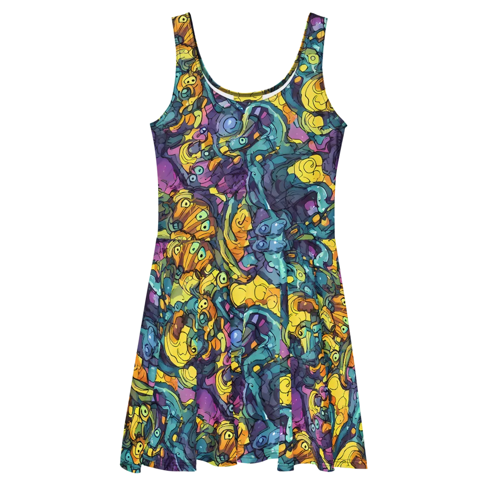 Chromatic Chameleons on Skater Dress — Front