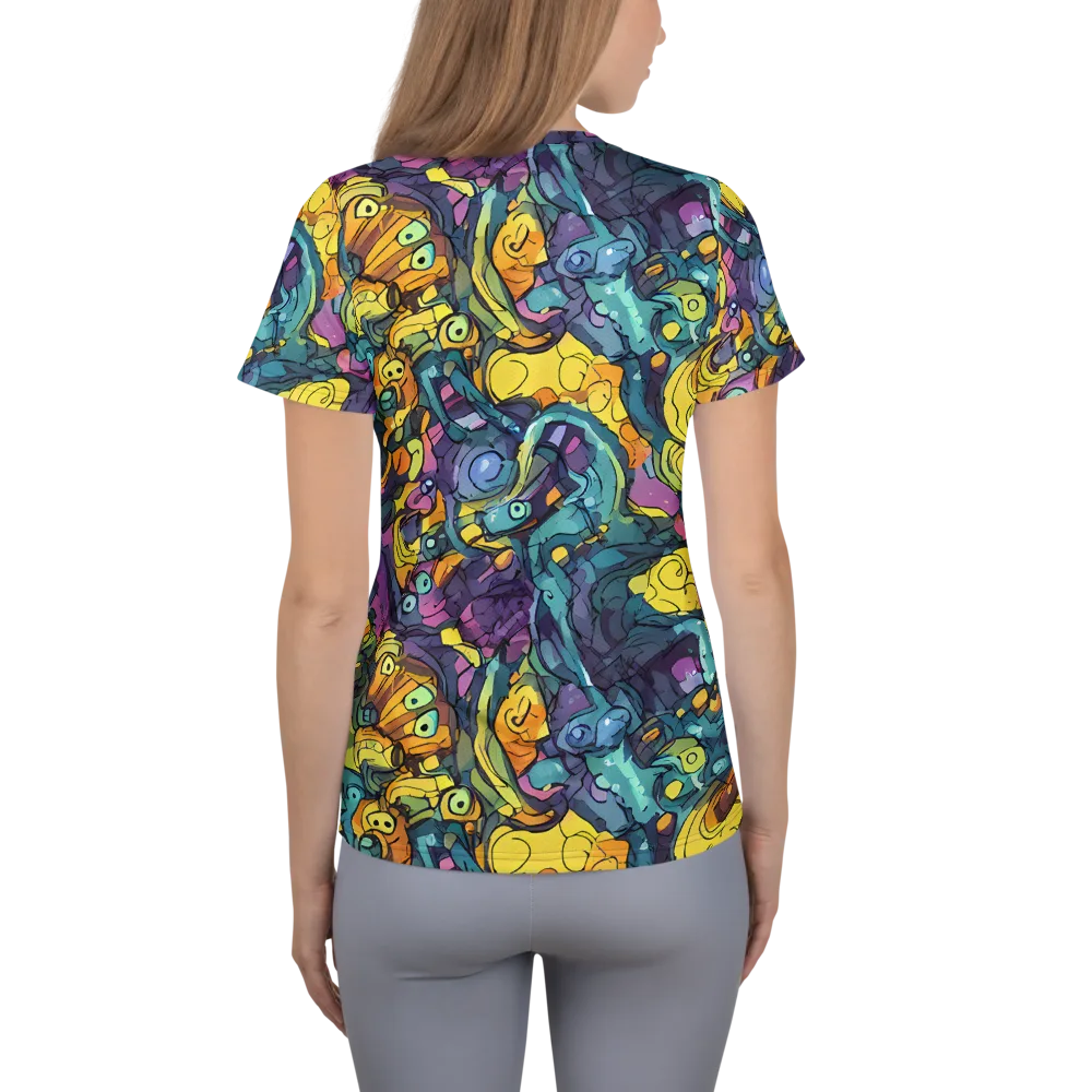 Chromatic Chameleons on Women's Athletic T-Shirt — Back