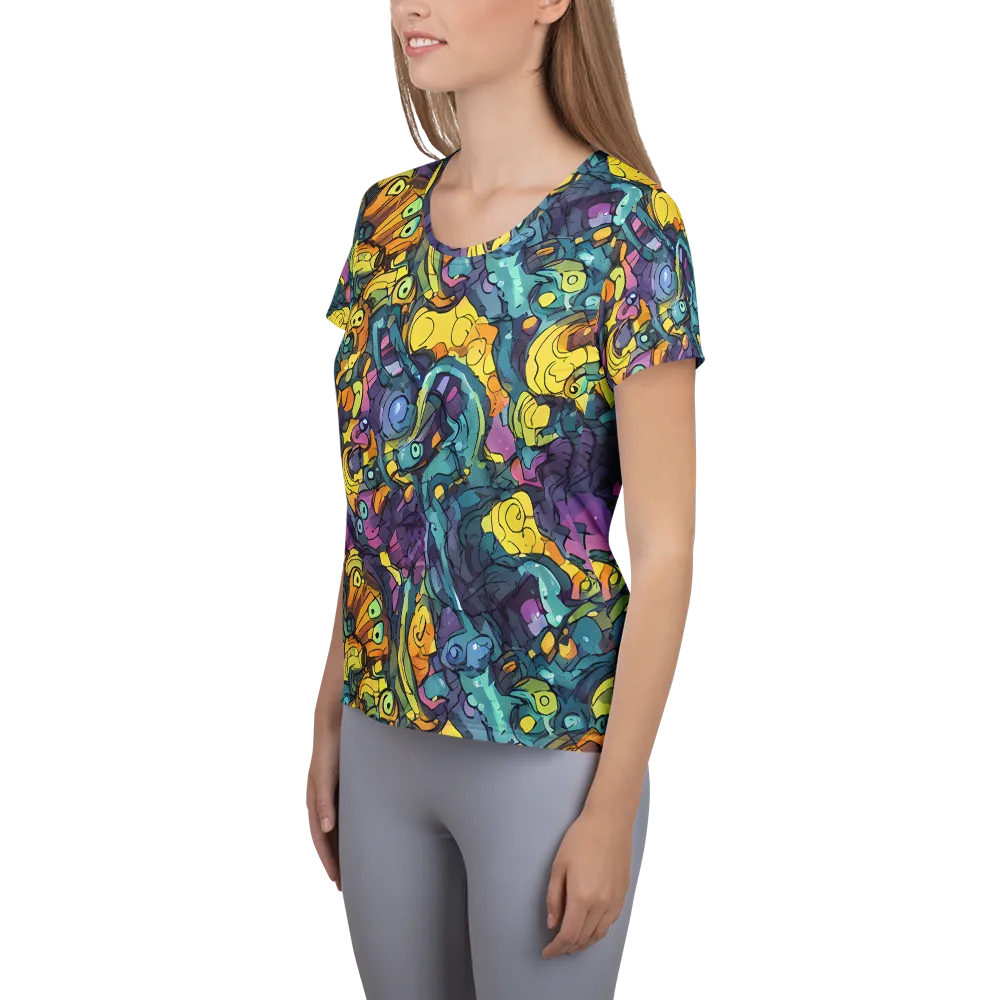 Chromatic Chameleons on Women's Athletic T-Shirt — Left
