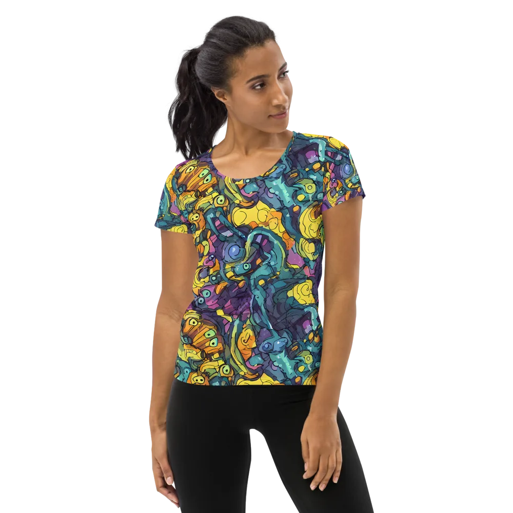 Chromatic Chameleons on Women's Athletic T-Shirt — Front