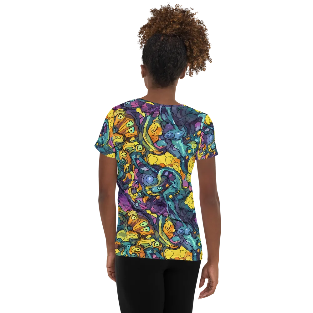 Chromatic Chameleons on Women's Athletic T-Shirt — Back