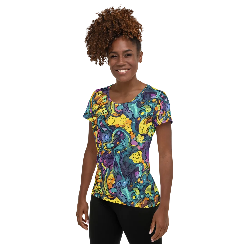 Chromatic Chameleons on Women's Athletic T-Shirt — Left