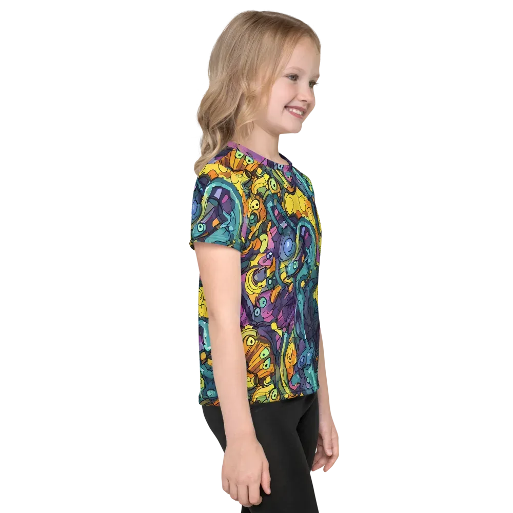 Chromatic Chameleons on Kids Crew Neck T-Shirt — Right