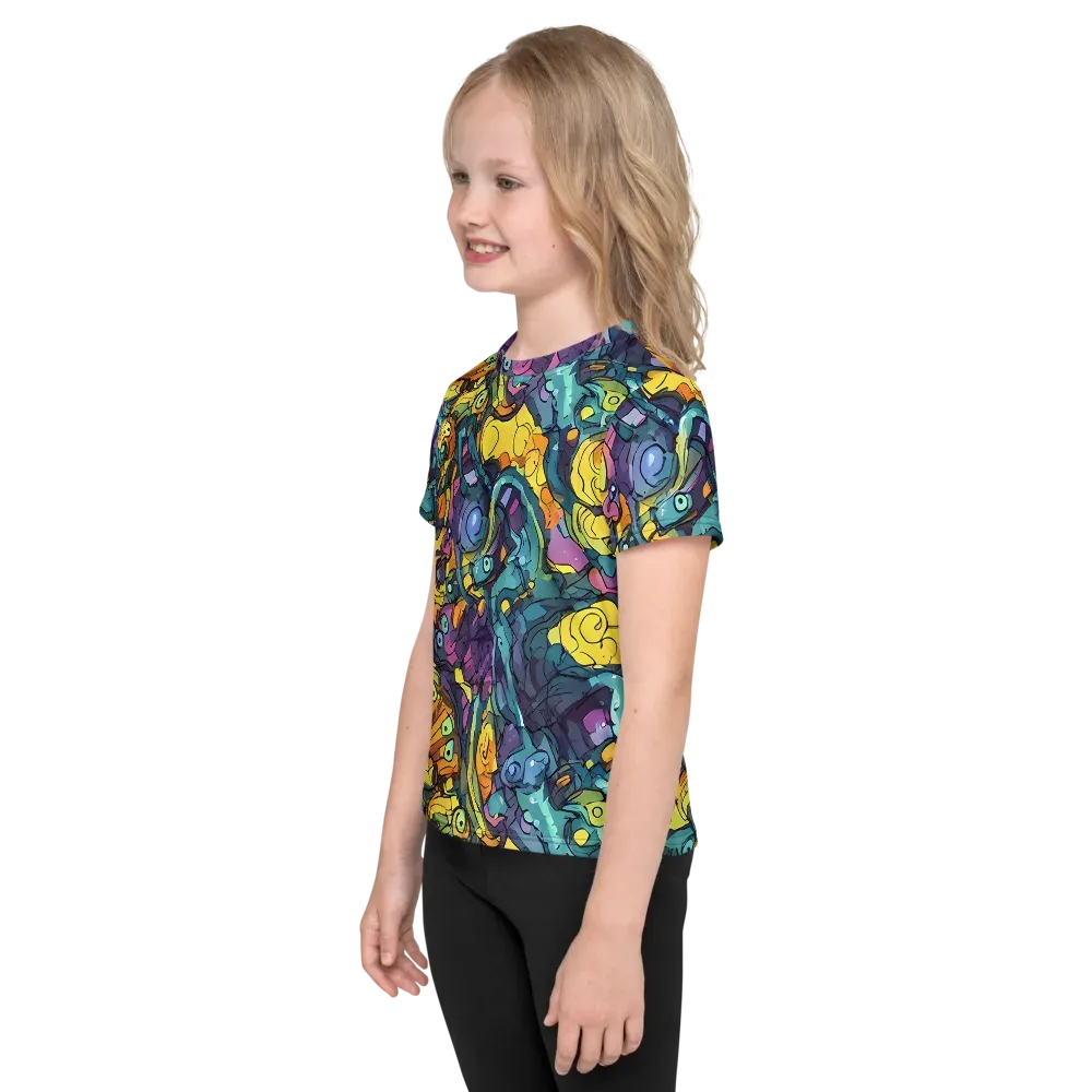 Chromatic Chameleons on Kids Crew Neck T-Shirt — Left