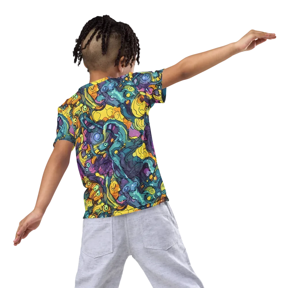Chromatic Chameleons on Kids Crew Neck T-Shirt — Back