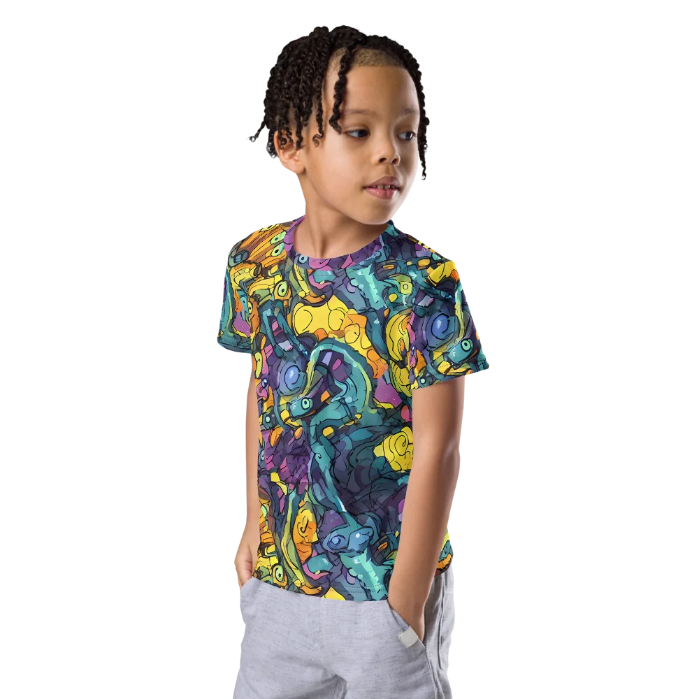 Chromatic Chameleons on Kids Crew Neck T-Shirt — Left Front
