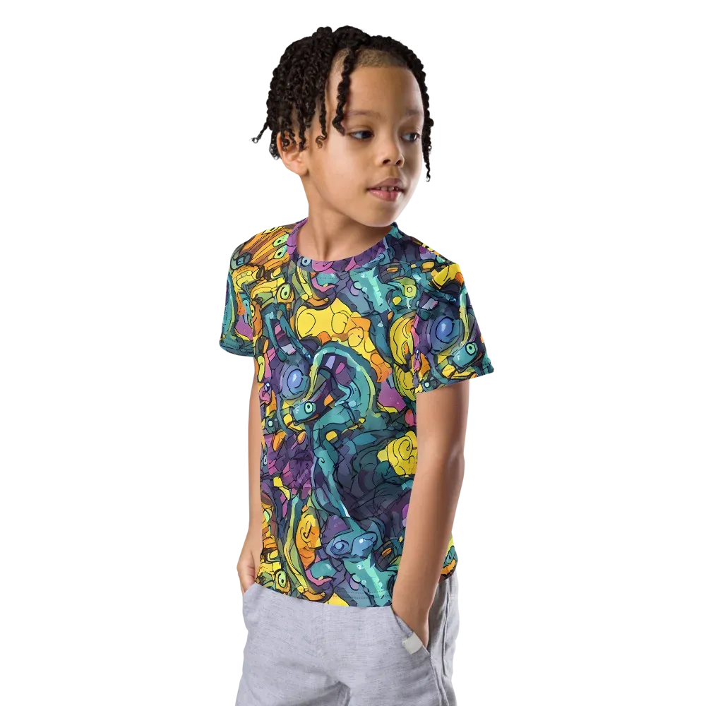 Chromatic Chameleons on Kids Crew Neck T-Shirt — Left Front