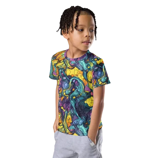 Chromatic Chameleons on a Kids Crew Neck T-Shirt