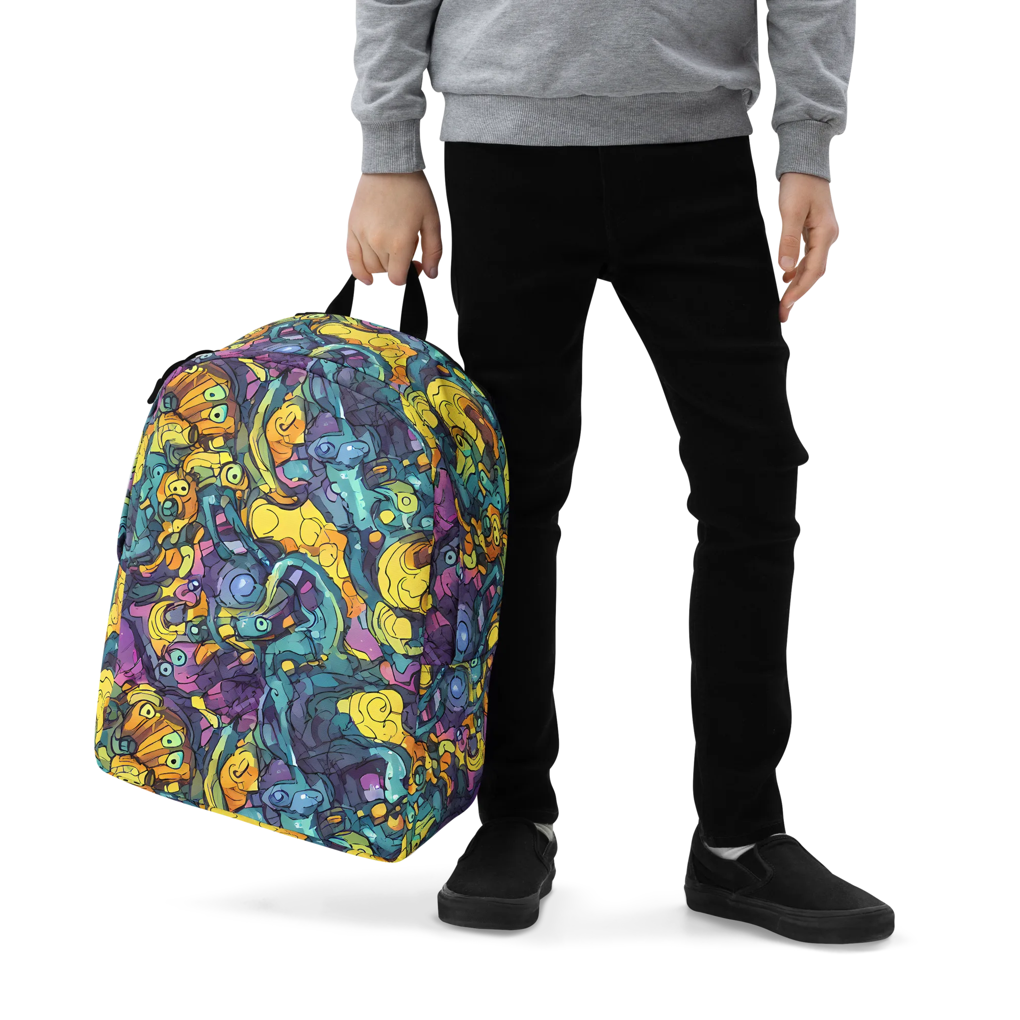 Chromatic Chameleons on Minimalist Backpack — Zoomed-in