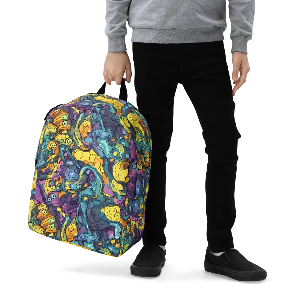 Chromatic Chameleons on Minimalist Backpack — Zoomed-in