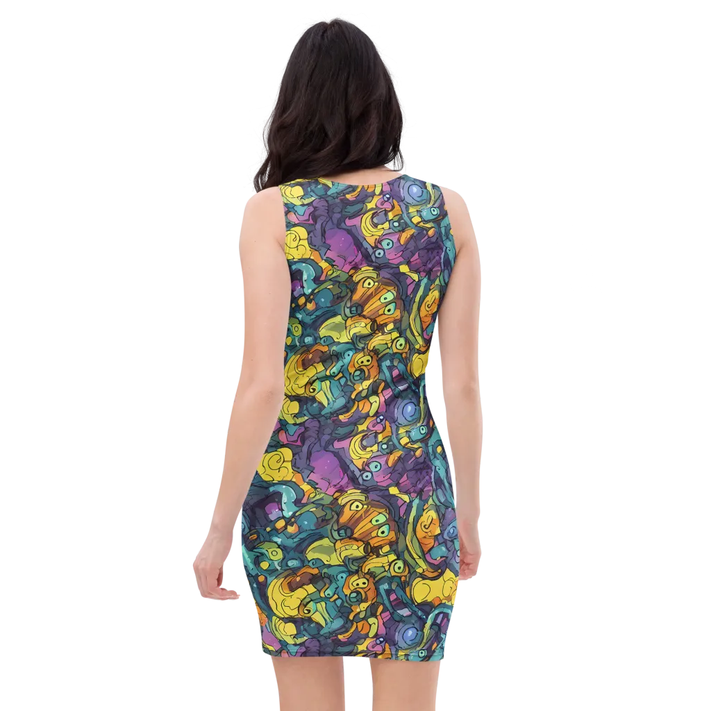 Chromatic Chameleons on Bodycon Dress — Back