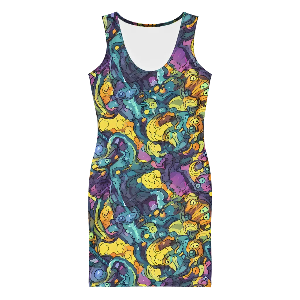 Chromatic Chameleons on Bodycon Dress — Front