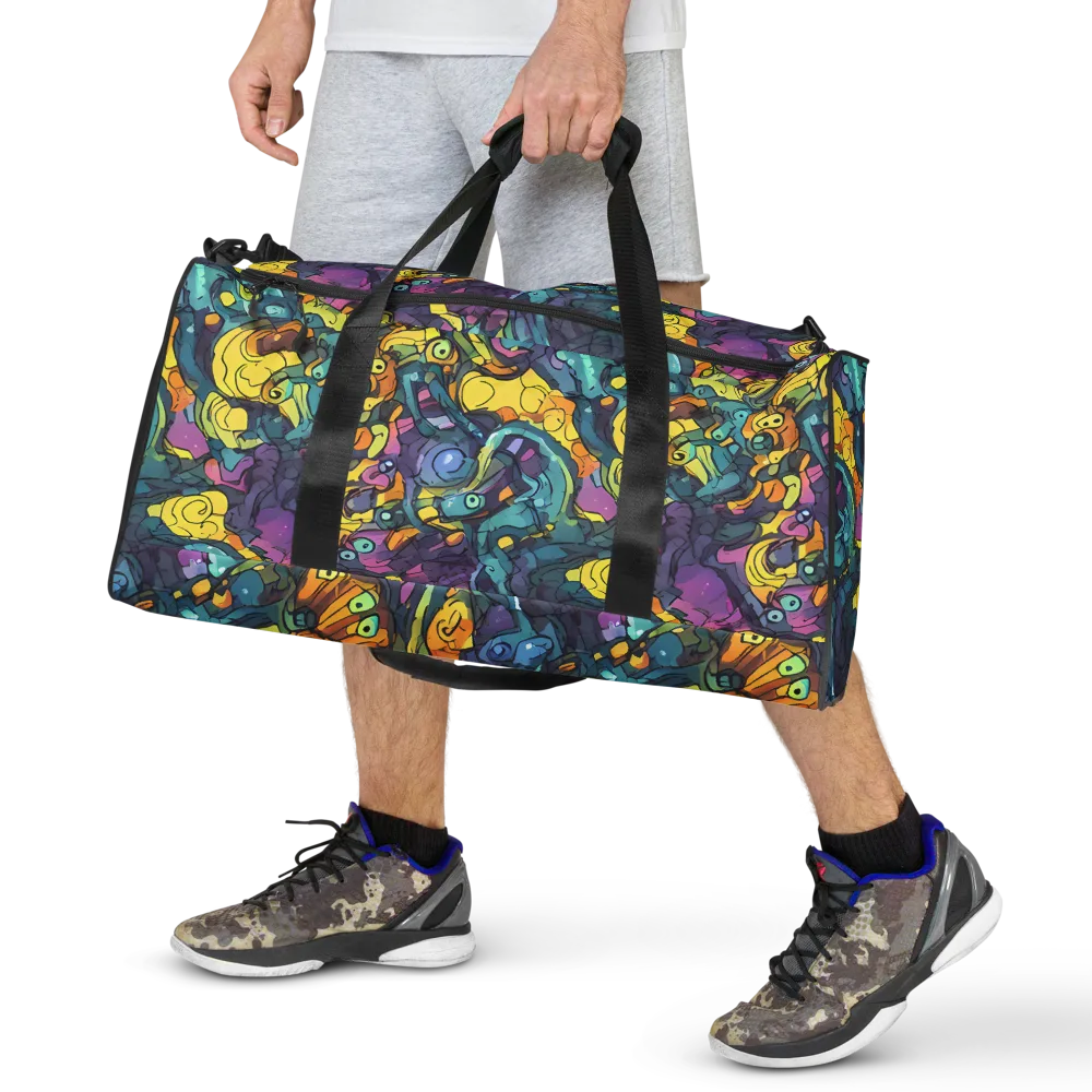 Chromatic Chameleons on Duffle Bag — Front