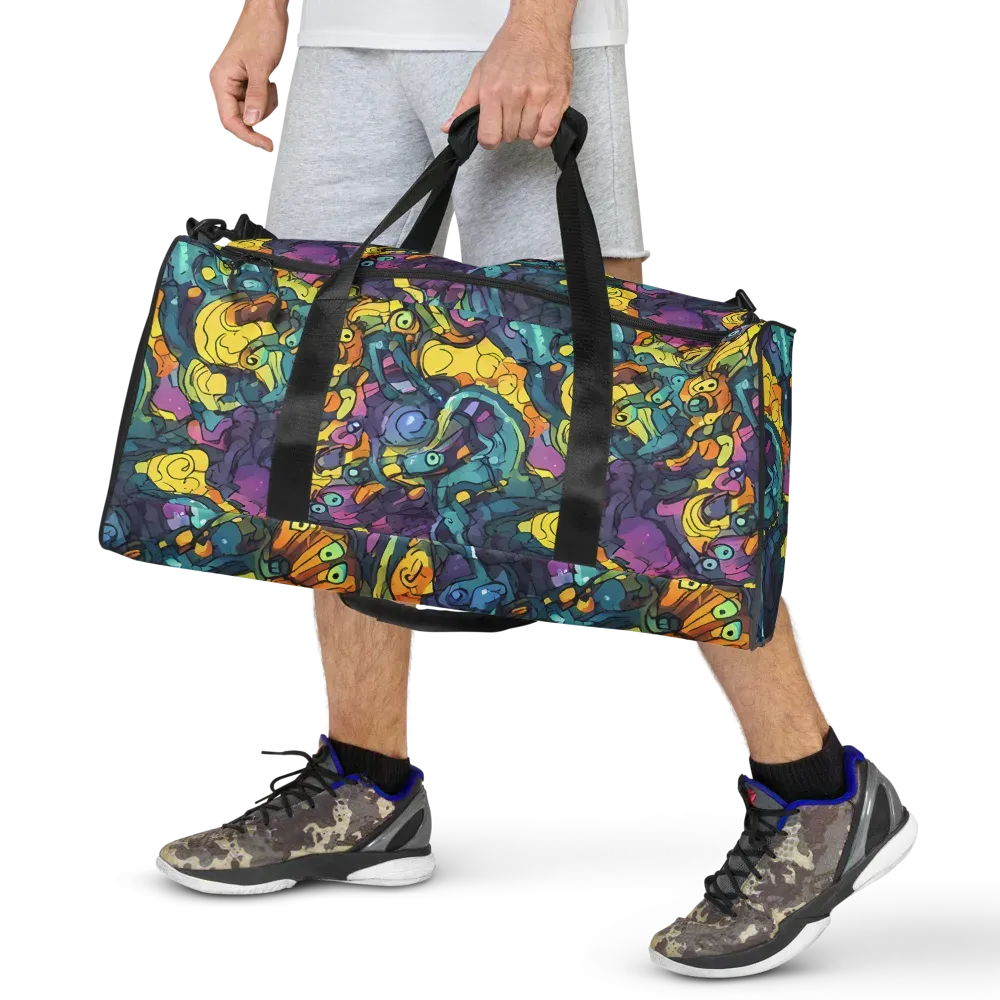 Chromatic Chameleons on Duffle Bag — Front