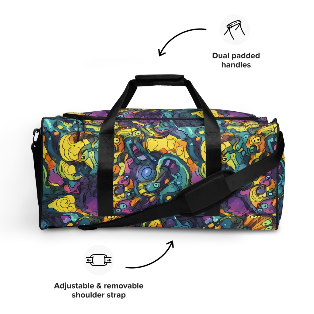 Chromatic Chameleons on Duffle Bag — Front
