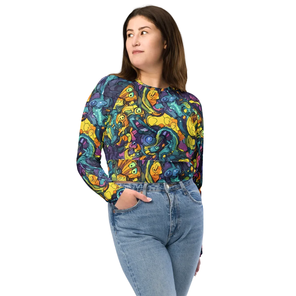 Chromatic Chameleons on Long Sleeve Crop Top — Front