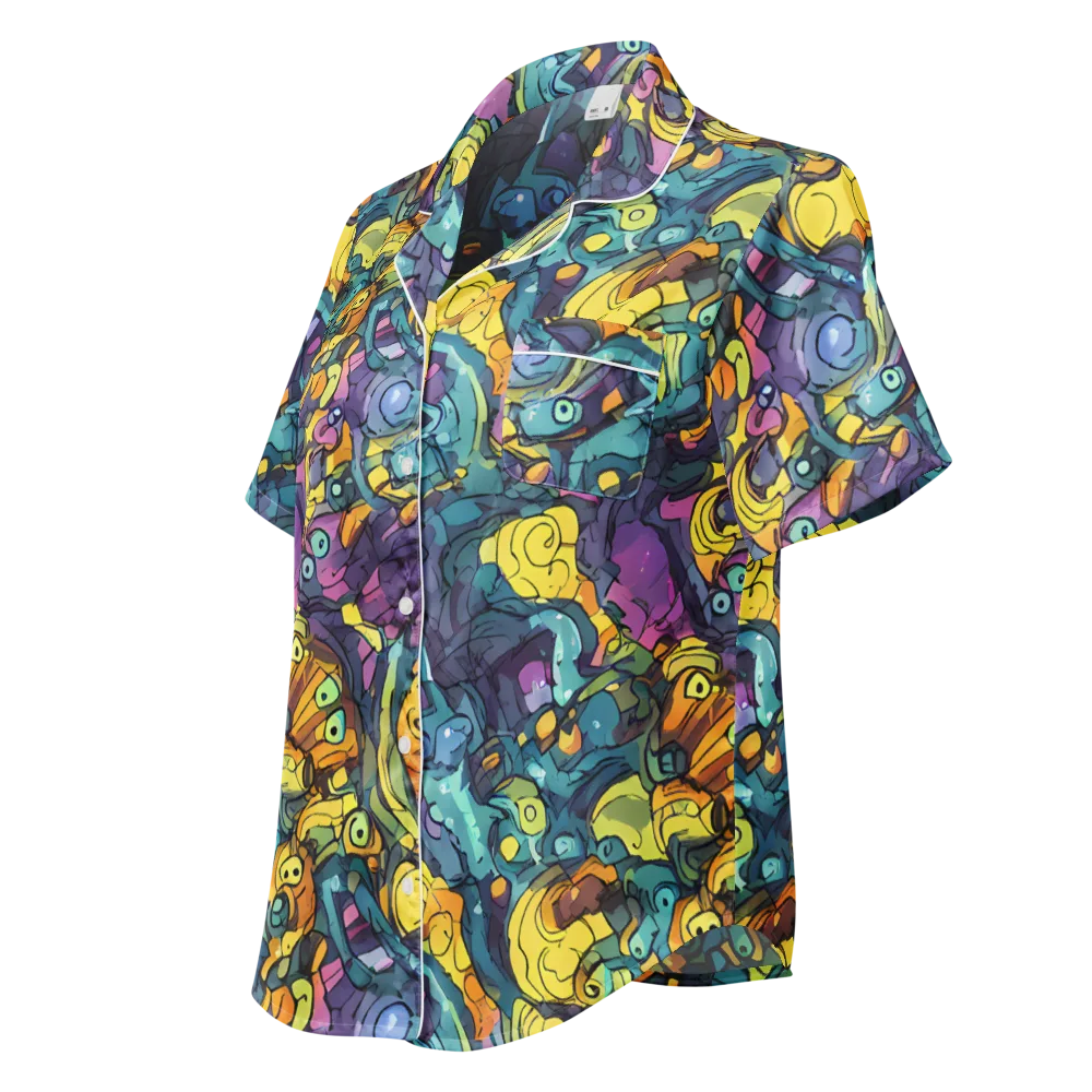 Chromatic Chameleons on Women's Short Sleeve Pajama Top — Left Front