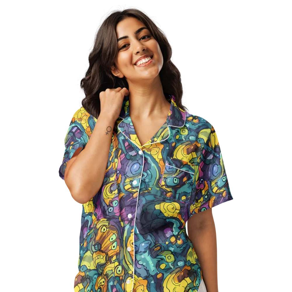 Chromatic Chameleons on Women's Short Sleeve Pajama Top — Front