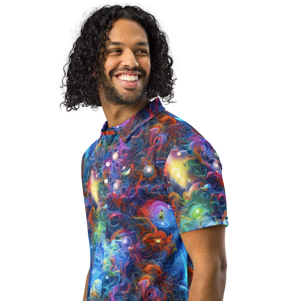 Abyssal Aurora on Men's Slim Fit Polo Shirt — Left Front