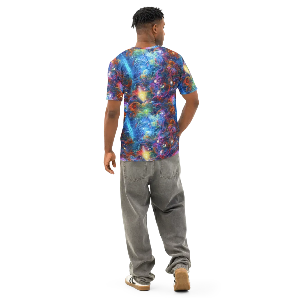 Abyssal Aurora on Men's Cotton Crew Neck T-Shirt — Back