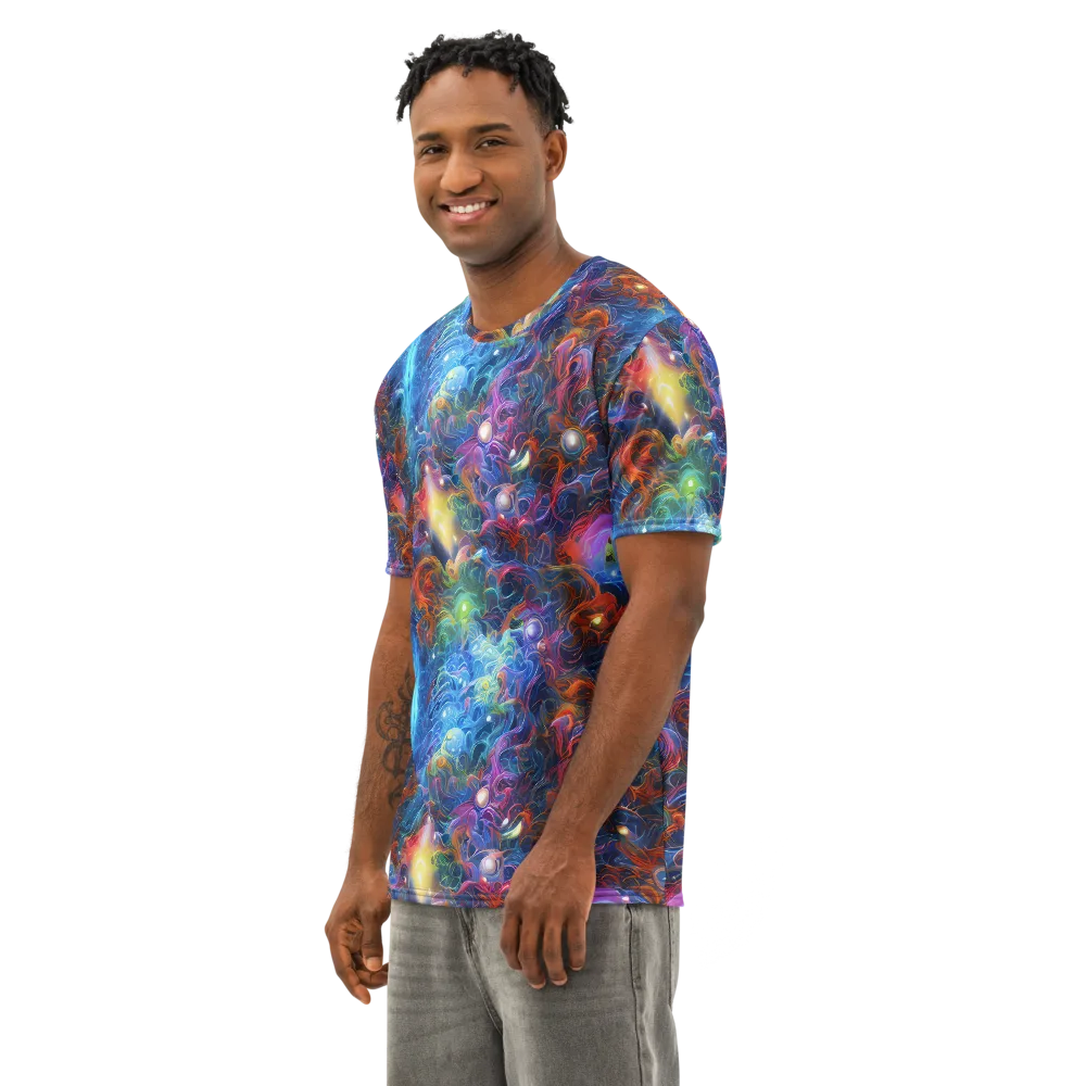 Abyssal Aurora on Men's Cotton Crew Neck T-Shirt — Left Front