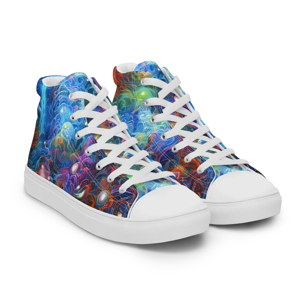 Abyssal Aurora on Men's High Top Canvas Shoes — Right Front