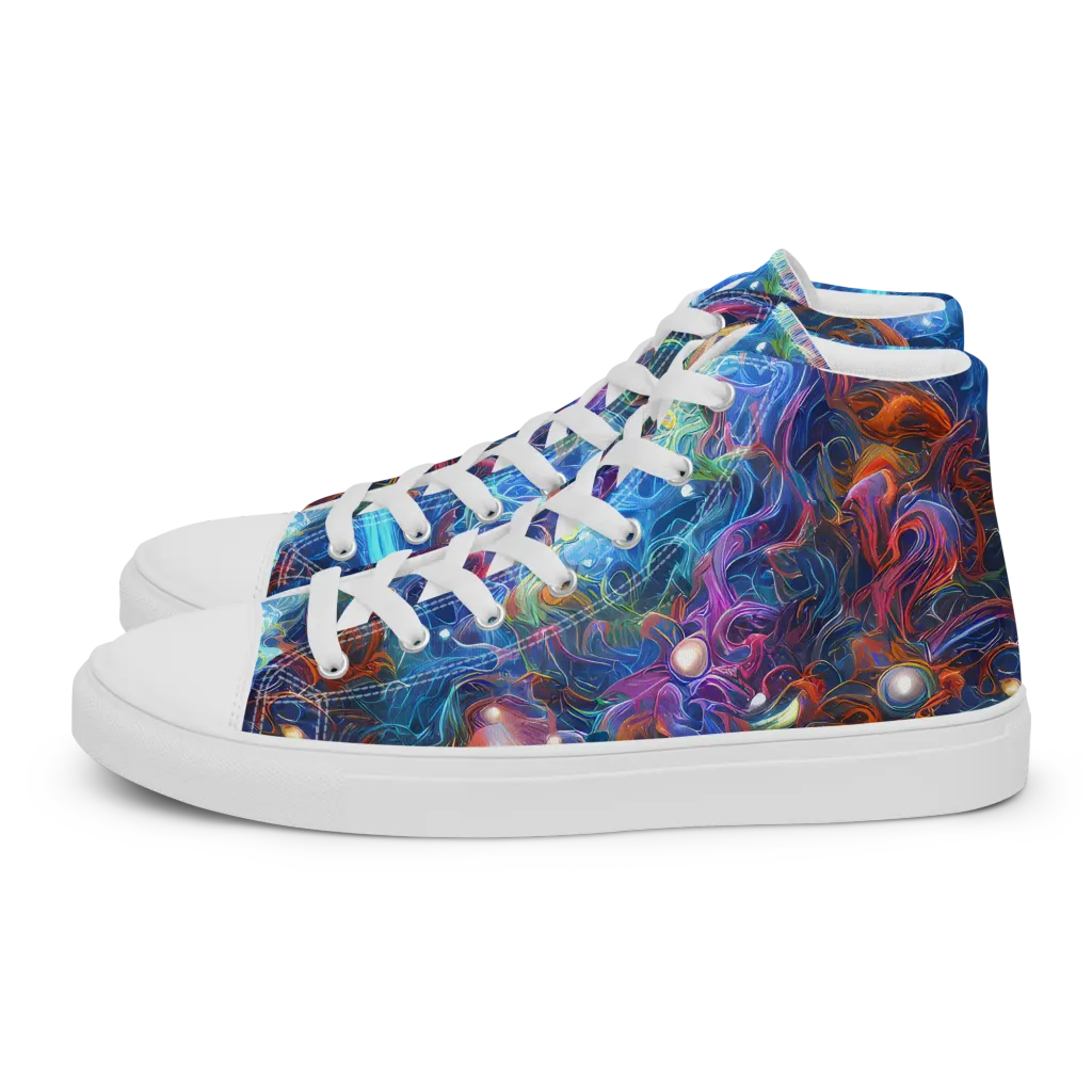 Abyssal Aurora on Men's High Top Canvas Shoes — Left