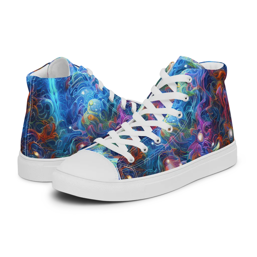 Abyssal Aurora on Men's High Top Canvas Shoes — Left