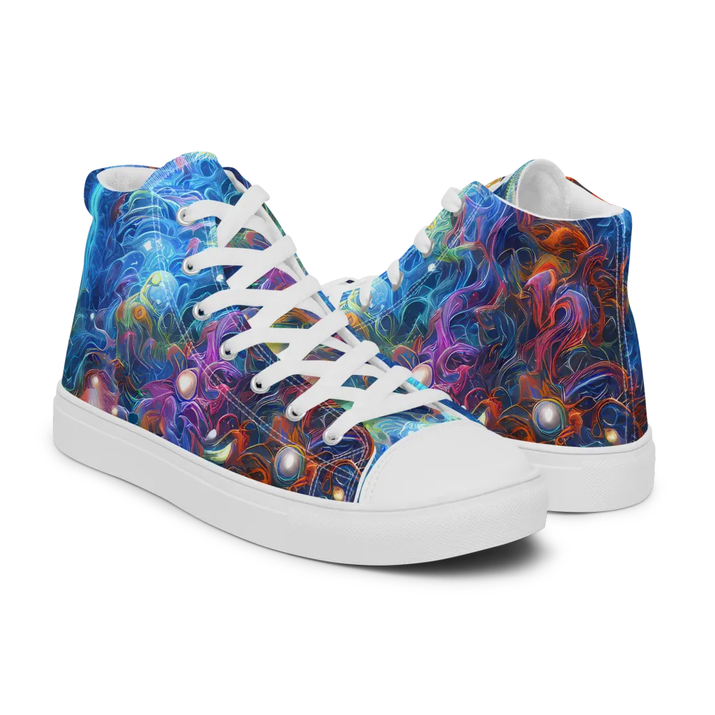 Abyssal Aurora on Men's High Top Canvas Shoes — Right