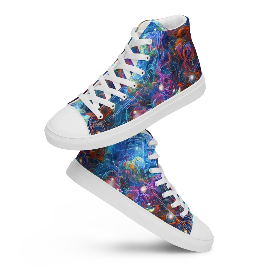 Abyssal Aurora on Men's High Top Canvas Shoes — Front