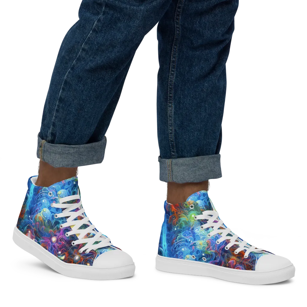 Abyssal Aurora on Men's High Top Canvas Shoes — Right