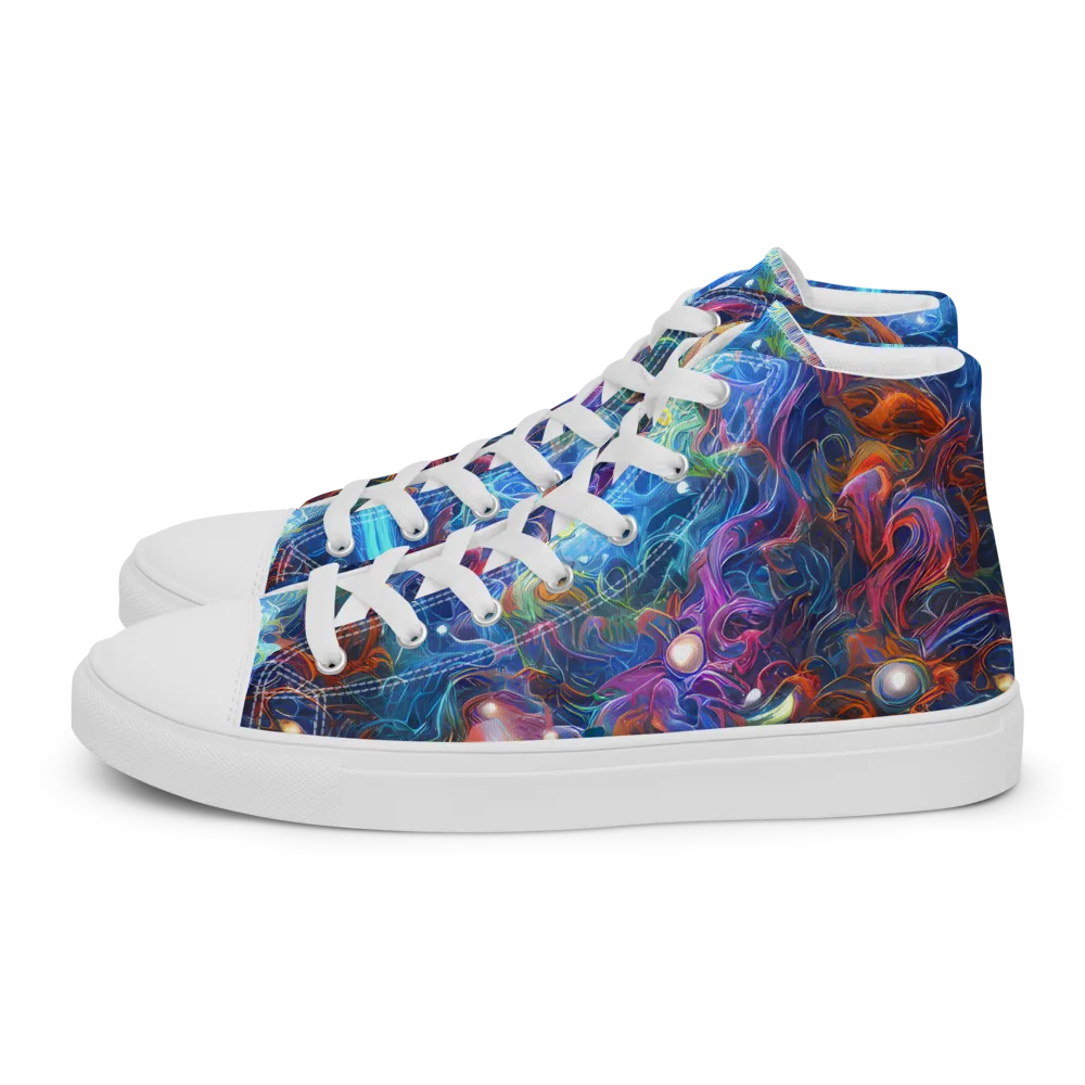 Abyssal Aurora on Women's High Top Canvas Shoes — Left