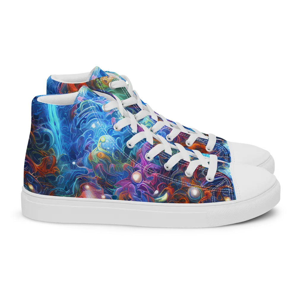 Abyssal Aurora on Women's High Top Canvas Shoes — Right