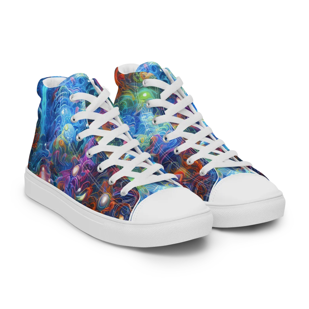 Abyssal Aurora on Women's High Top Canvas Shoes — Right Front