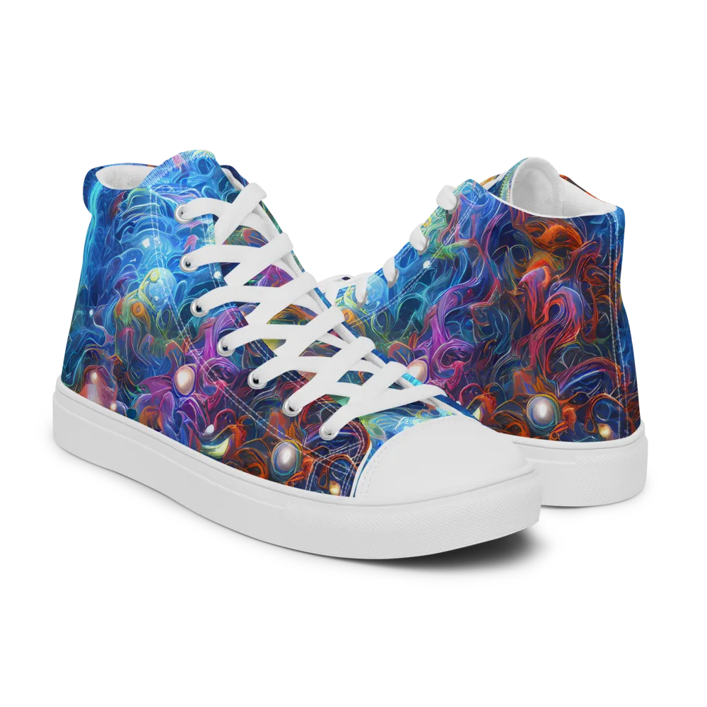 Abyssal Aurora on Women's High Top Canvas Shoes — Right
