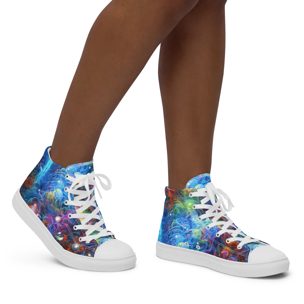 Abyssal Aurora on Women's High Top Canvas Shoes — Right