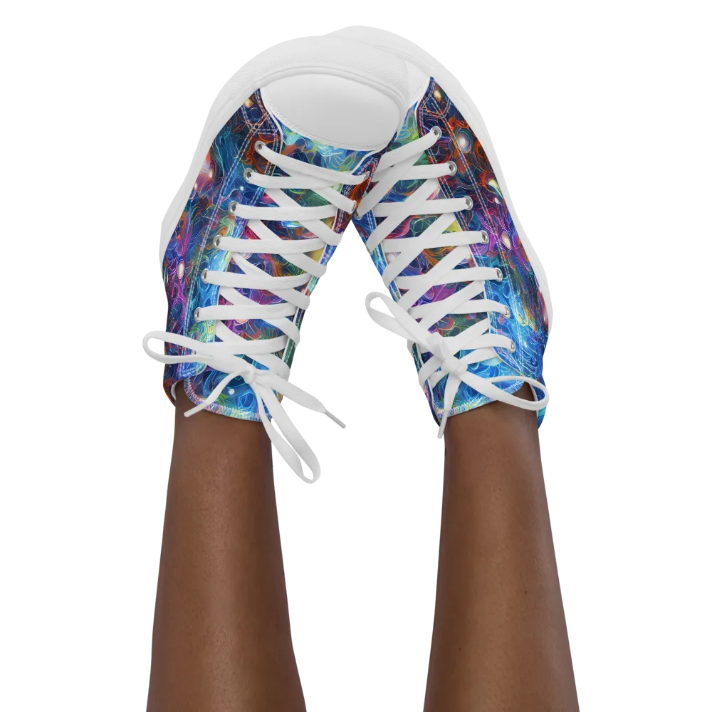 Abyssal Aurora on Women's High Top Canvas Shoes — Front